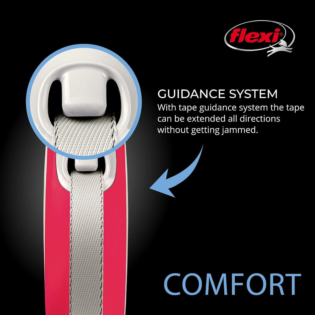 flexi New Comfort Tape Retractable Dog Leash – Large, 8 m, Red
