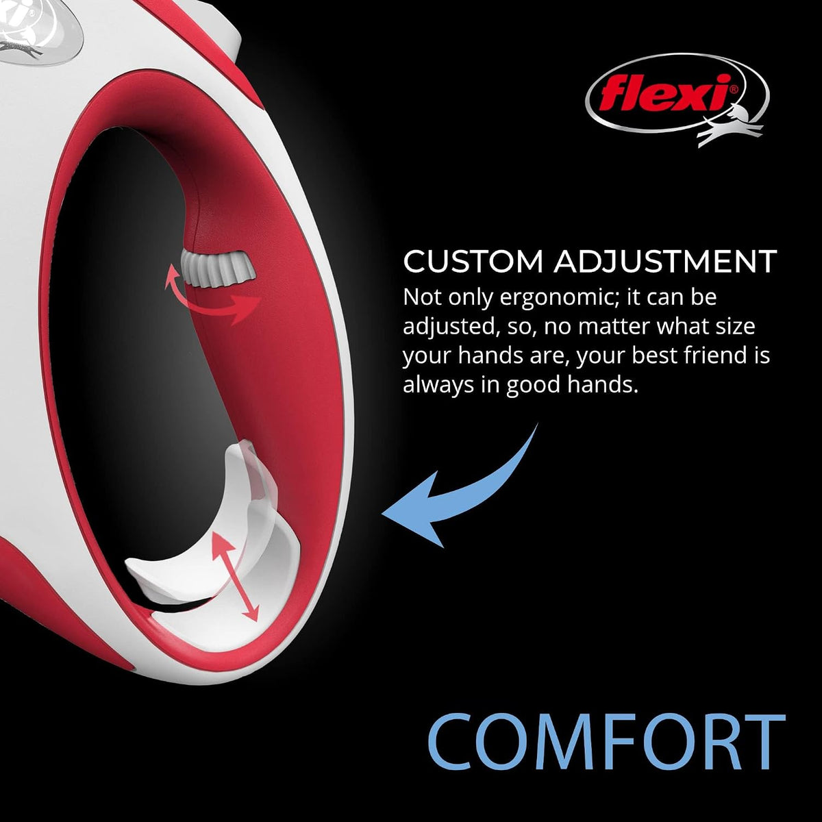 flexi New Comfort Tape Retractable Dog Leash – Large, 8 m, Red