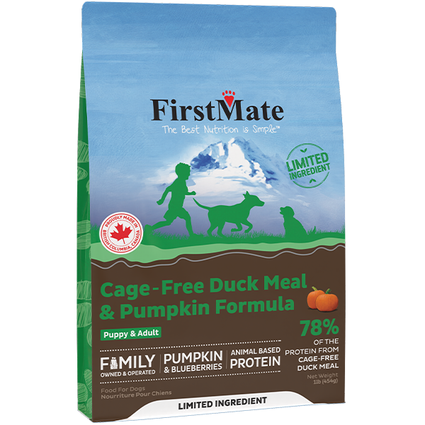 FirstMate Dog LID GF Cage Free Duck & Pumpkin 8/1 lb