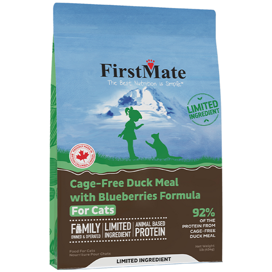 FirstMate Cat LID GF Cage Free Duck with Blueberries 8/1 lb
