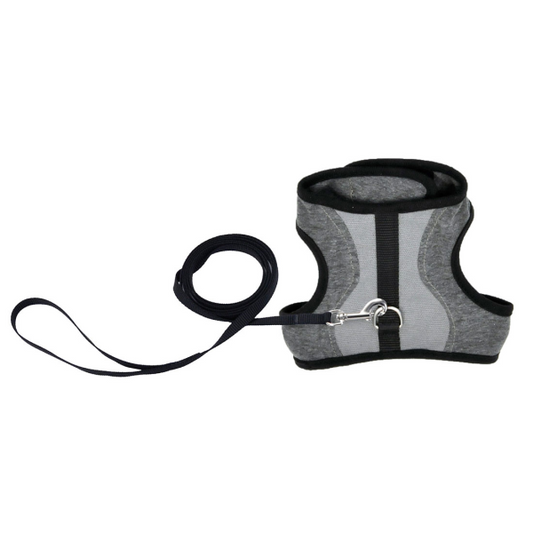Coastal Cat Adj Wrap Harness with 6&quot Leash Grey 9-14&quot