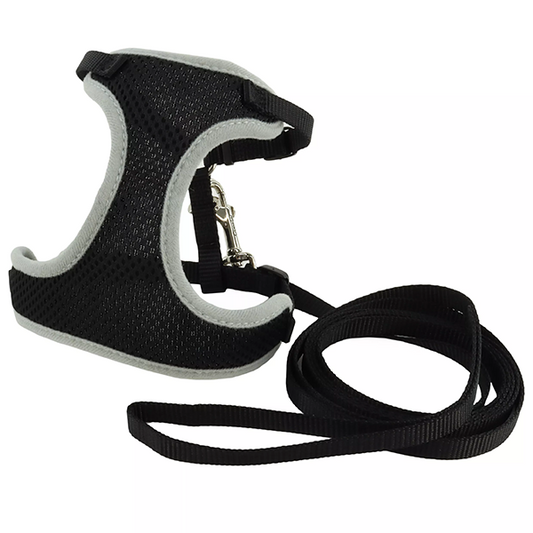 ComfortSoft Mesh Cat Harness w/6' Leash Black XSmall
