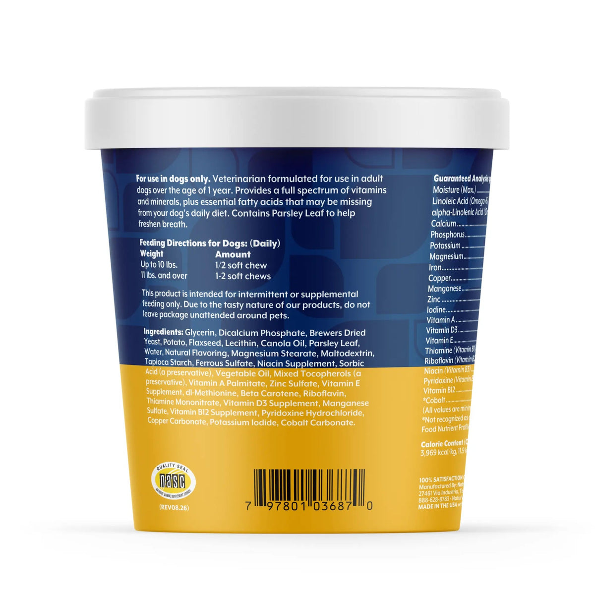 NaturVet VitaPet Adult Daily Vitamin Soft Chews label