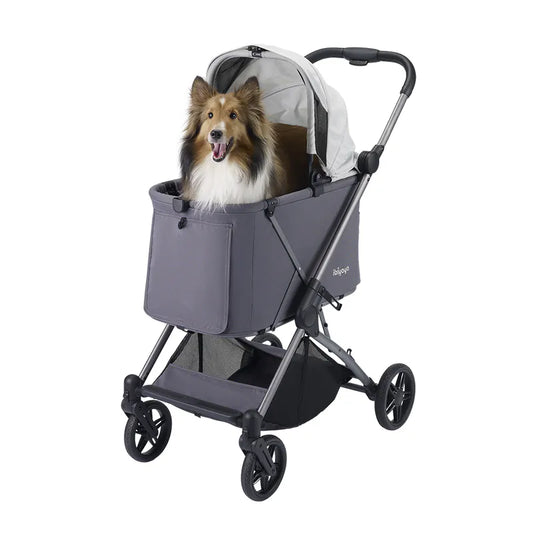 Ibiyaya Maxi Deep Carriage Pet Stroller with Puncture-Free EVA-Rubber Wheels