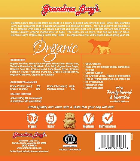 GRANDMA LUCY'S Organic Baked Dog Treats - Pumpkin