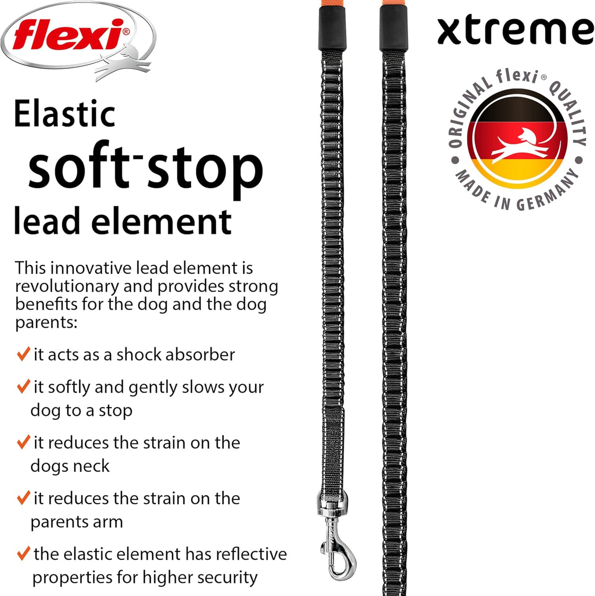 flexi Xtreme Tape Retractable Dog Leash – Large, 5 m, Orange/Black