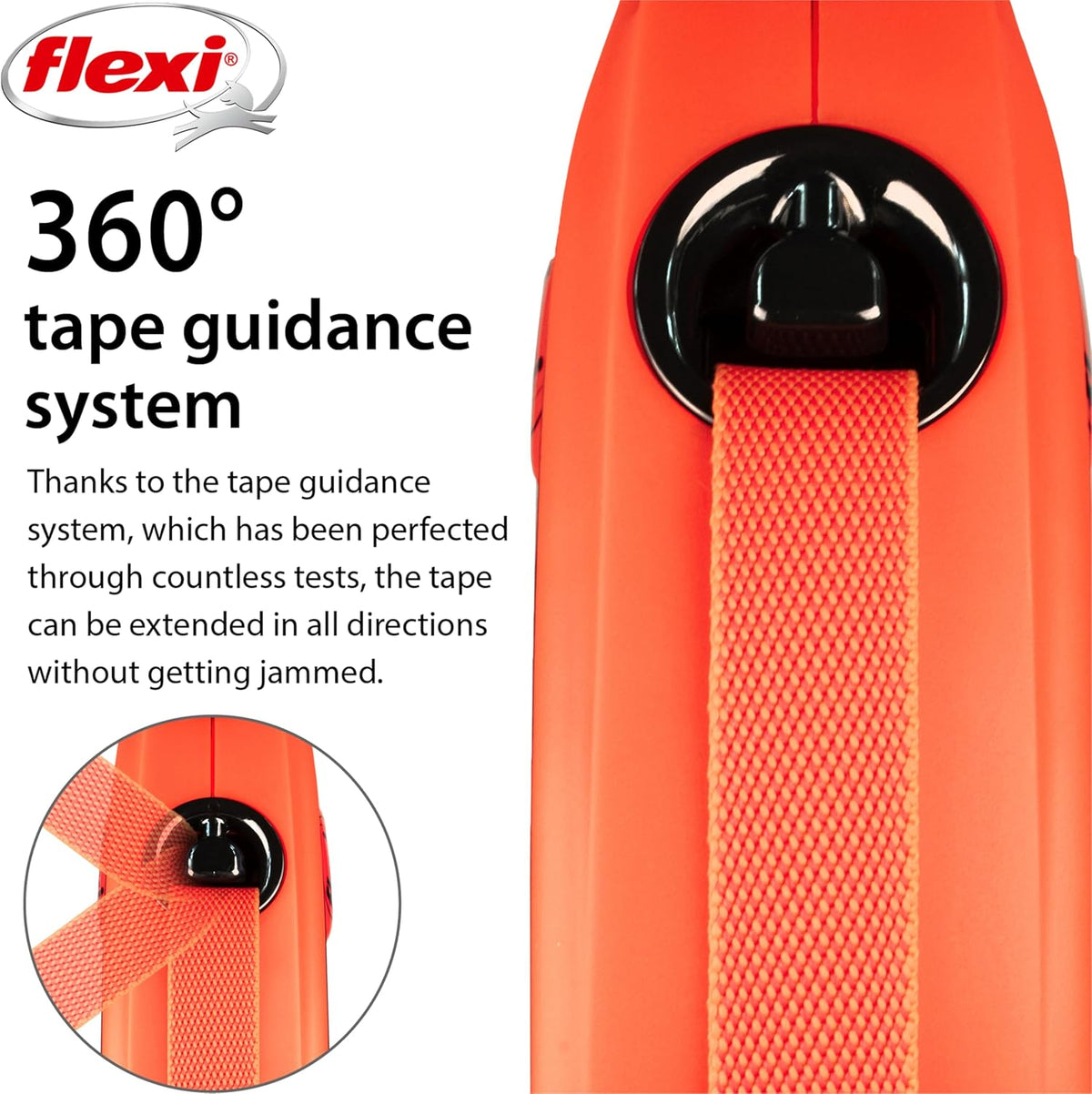flexi Xtreme Tape Retractable Dog Leash – Large, 5 m, Orange/Black