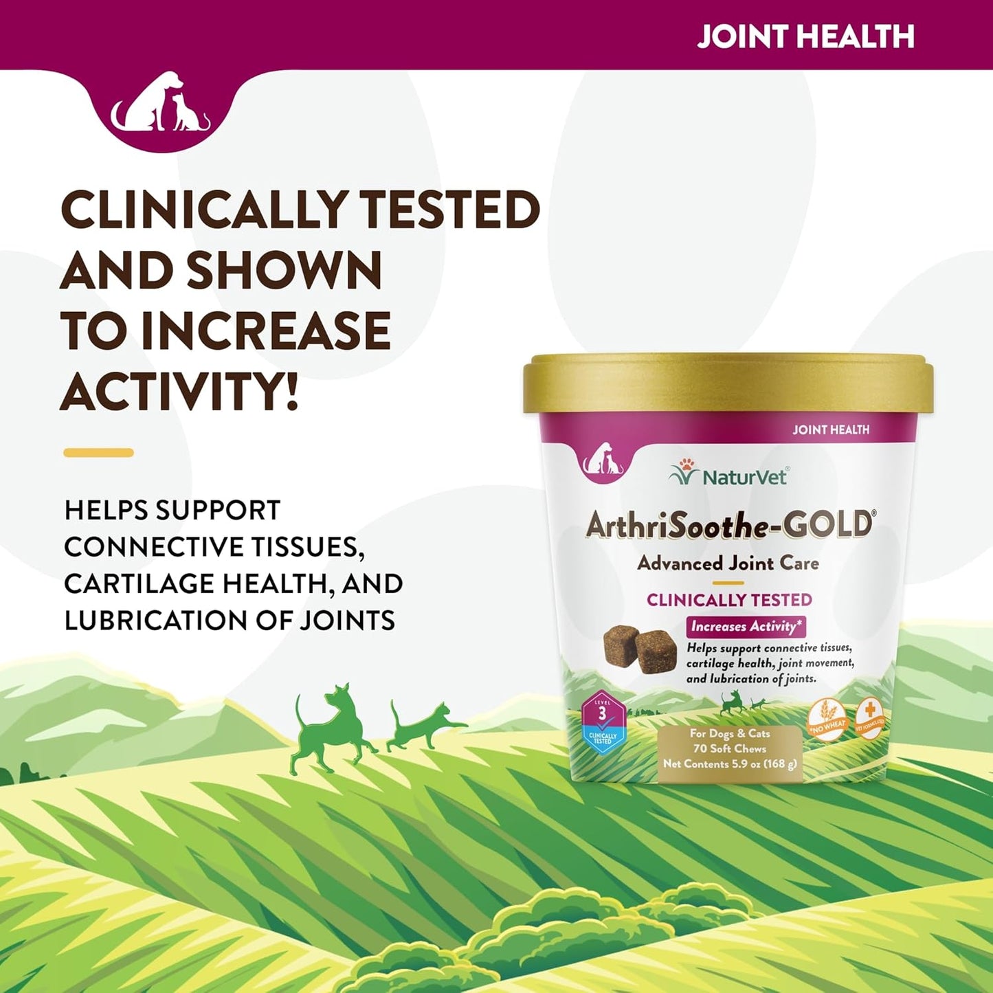 NATURVET Soft Chew ArthriSoothe-GOLD 70CT