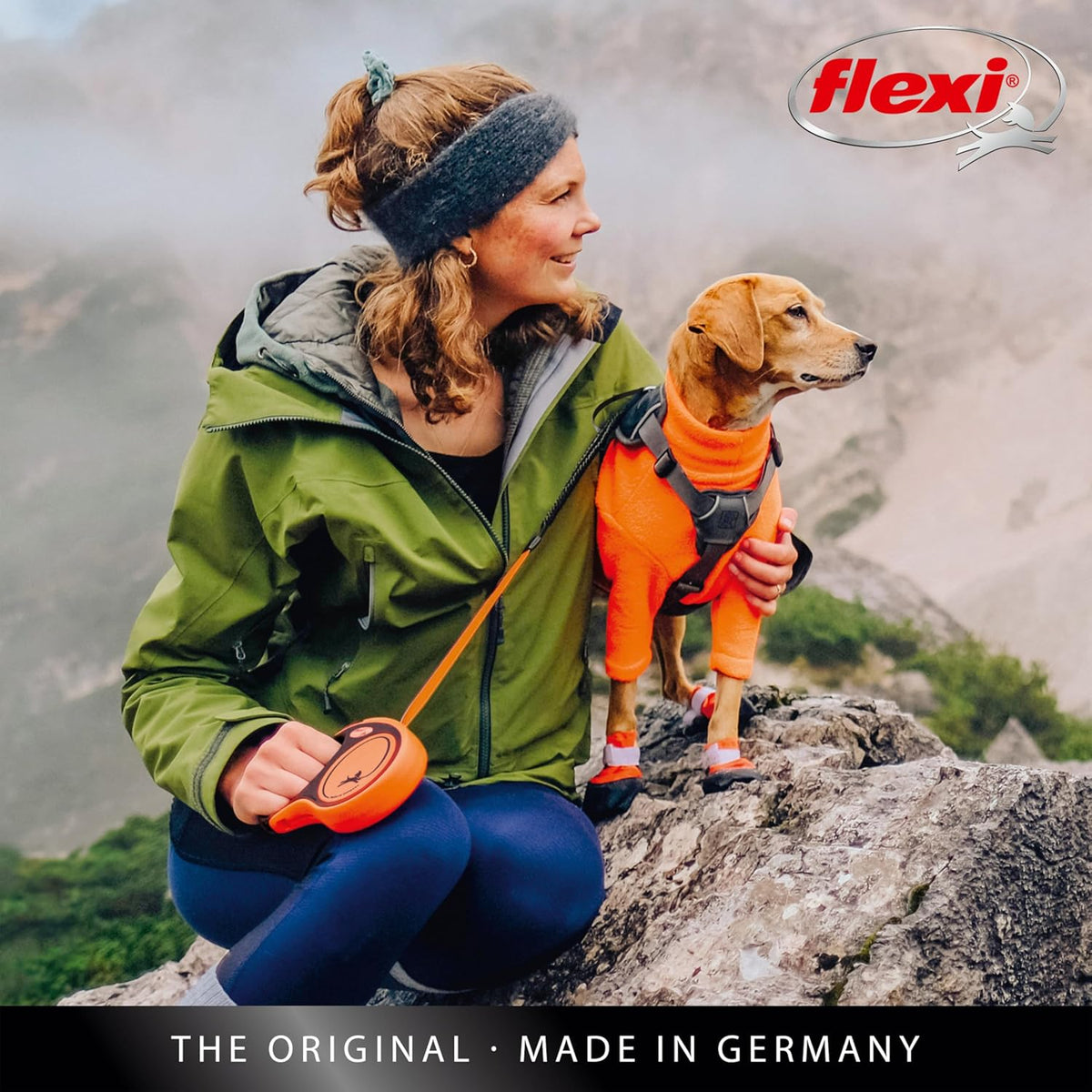 flexi Xtreme Tape Retractable Dog Leash – Large, 5 m, Orange/Black