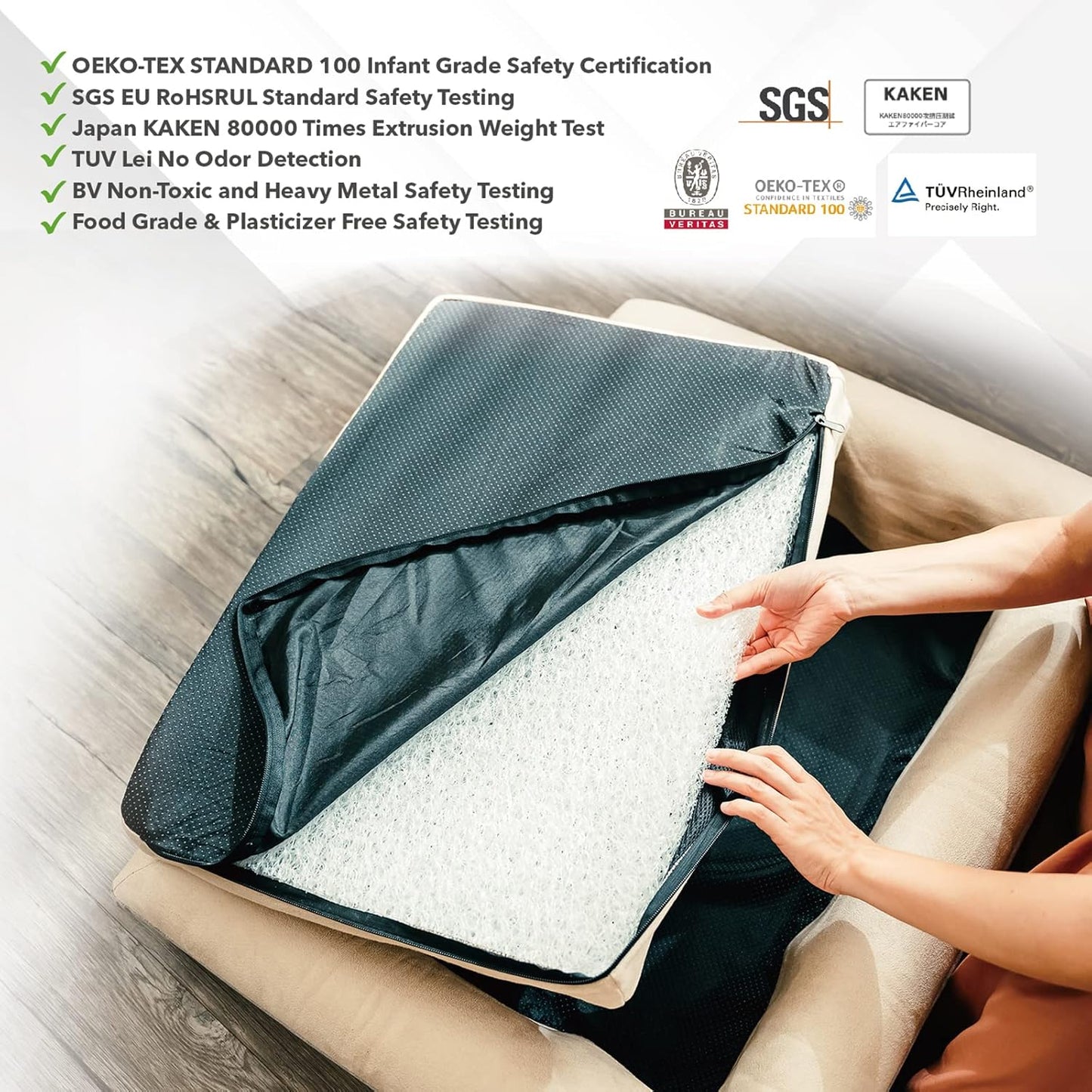 Ibiyaya Deep Sleep Orthopedic Dog Bed with Bolster and Removable Cover, Odor-resistant, Washable and Indestructible Dog Bed for Medium, Large and Extra-Large Dog Breeds