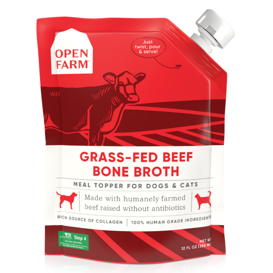 Open Farm Dog/Cat Bone Broth Topper Grass-Fed Beef 12 oz
