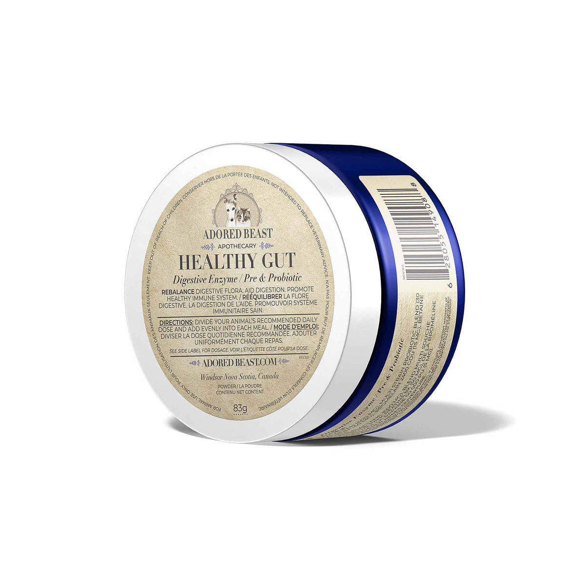 Adored Beast Healthy Gut 83 g jar side label