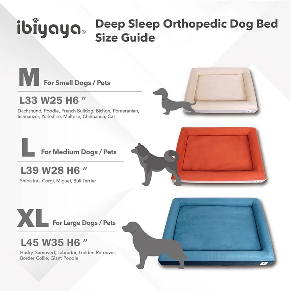 Ibiyaya Deep Sleep Orthopedic Dog Bed with Bolster and Removable Cover, Odor-resistant, Washable and Indestructible Dog Bed for Medium, Large and Extra-Large Dog Breeds