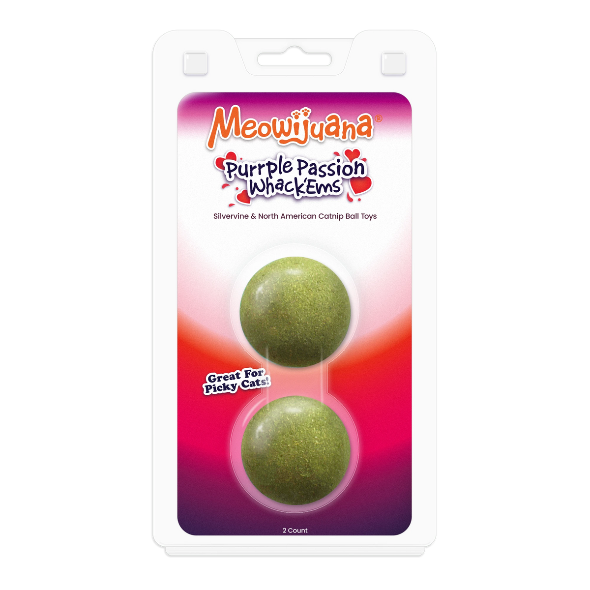 Meowijuana Whack'Ems Purrple Passion Compressed Catnip Ball Refill 2 Pack