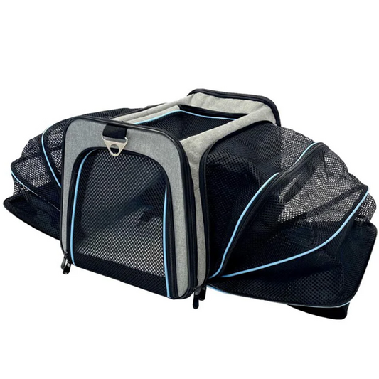 Pawtek PT3039 Expandable Pet Carrier 18"x12"x12" GRY/BK