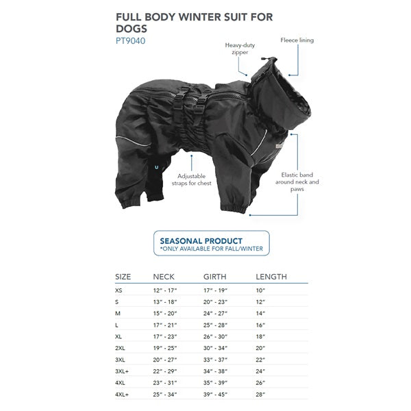 Pawtek PT9040 Dog Full-Body Winter Suit XS