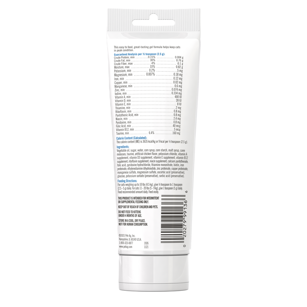 PetAg Vitamin & Mineral Gel for Cats back panel