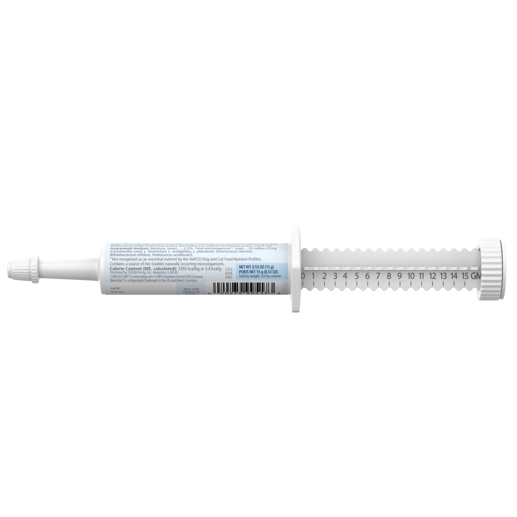 PetAg Bene-Bac Gel 15 g syringe back label