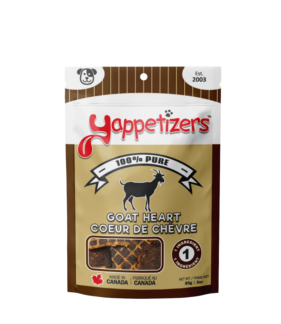 Yappetizers Goat Heart Dog Treats bag