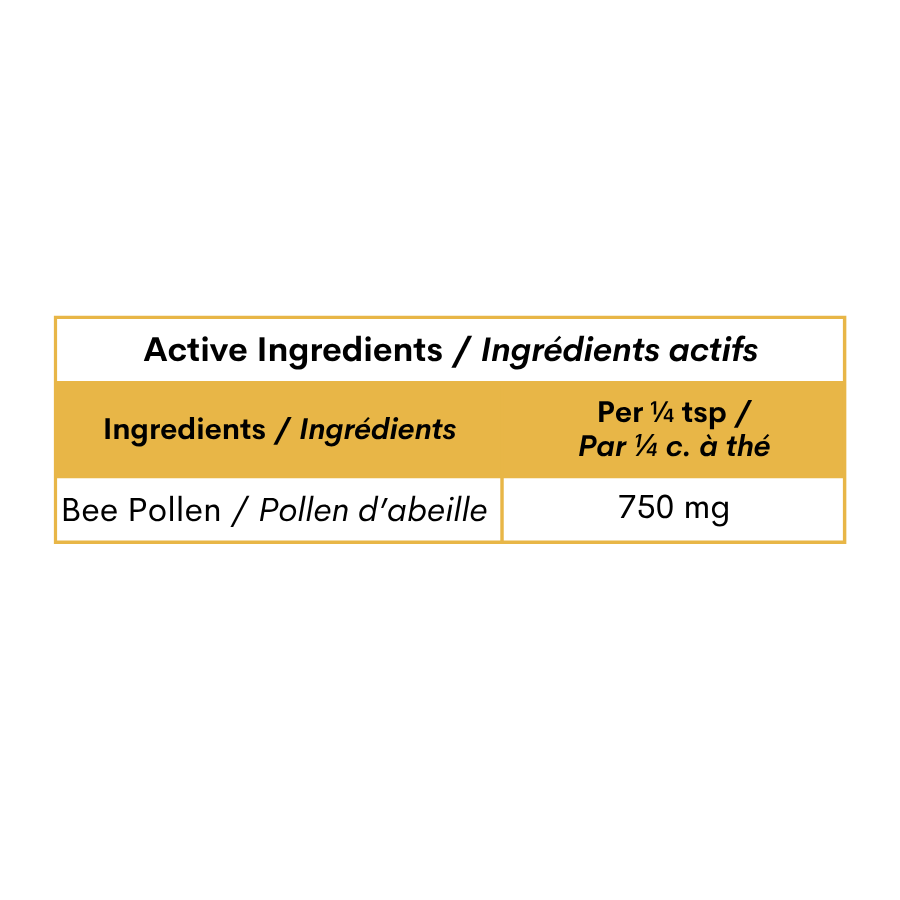 Blends for Life Bee Pollen active ingredients