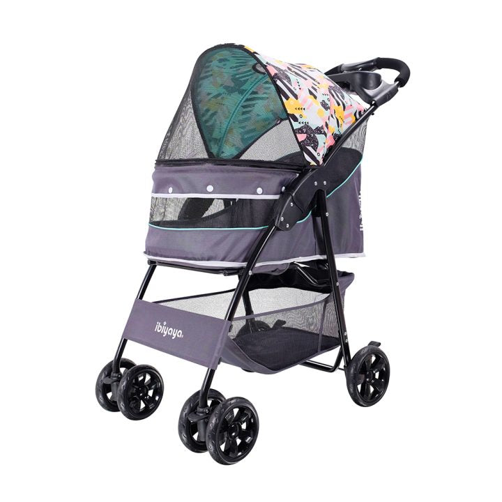 Ibiyaya Cloud 9 Pet Stroller, Foldable Pram For Cats, Rabbits, or Medium-Sized Dogs, 4-Wheel, Spacious, and Stylish Cabin