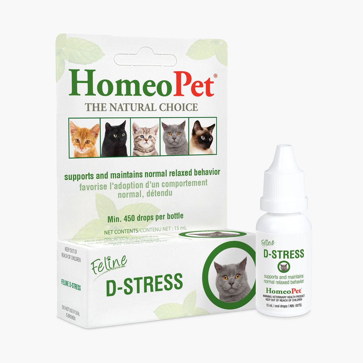 HomeoPet Feline D-Stress Homeopathic Calming Drops for Cats – 15 mL