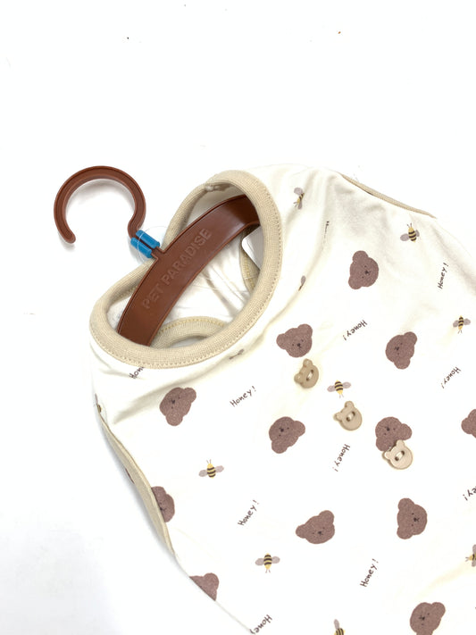 Pet paradise cotton clothing cute bear pattern with bear shaped buttons