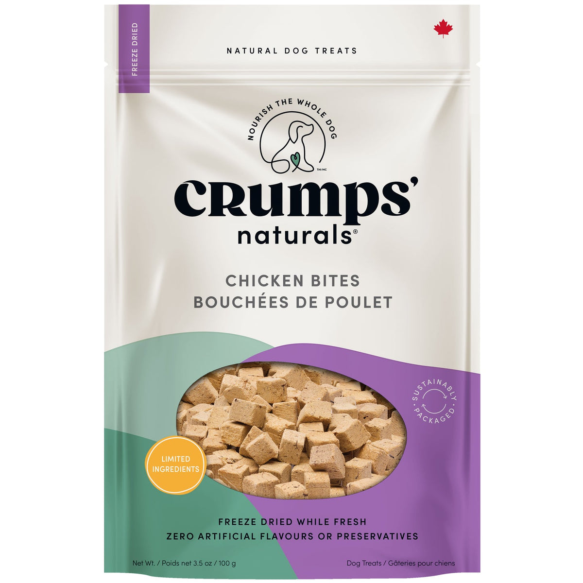 Crumps' Naturals Chicken Bites 100 g bag front