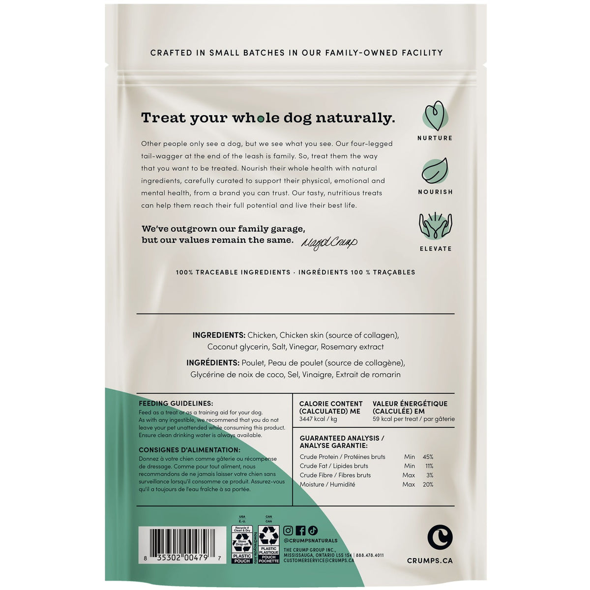 Crumps' Naturals Chicken Collagen Jerky 153 g bag back