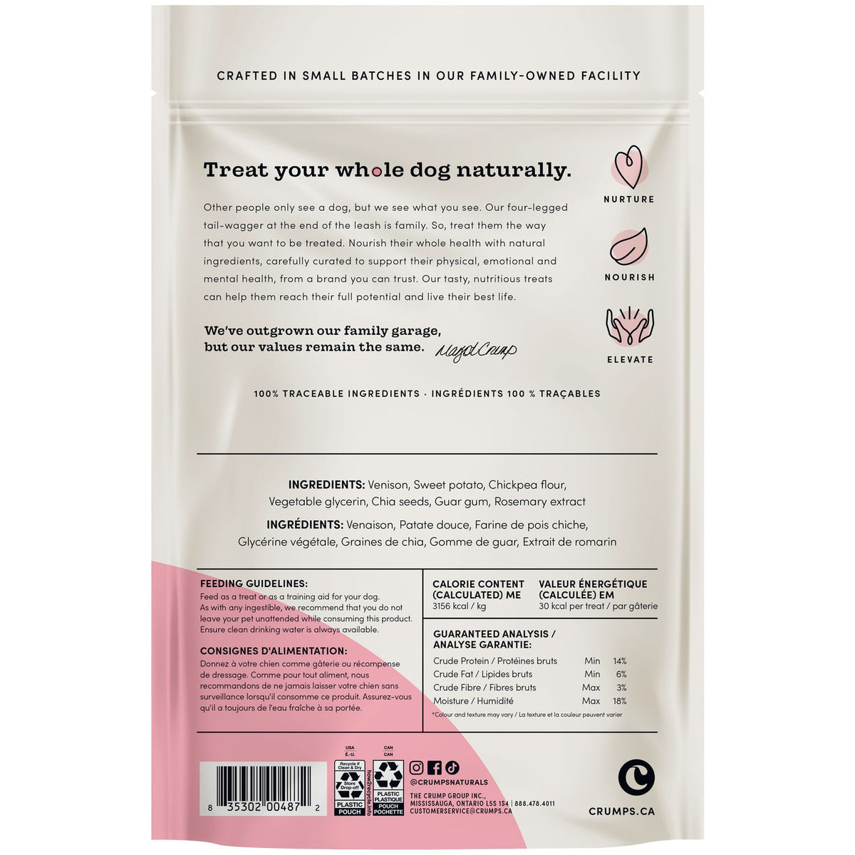 Crumps' Naturals Venison Chia Jerky 158 g bag back