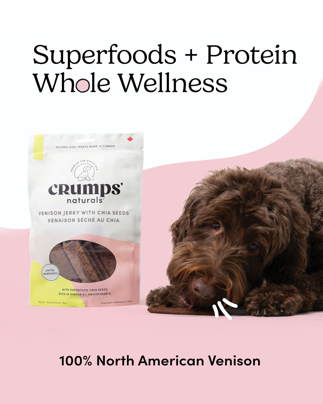 Crumps' Naturals Venison Chia Jerky main claims