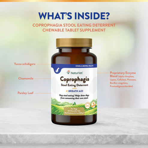 NATURVET Coprophagia Deterrent & Breath Tabs 60CT