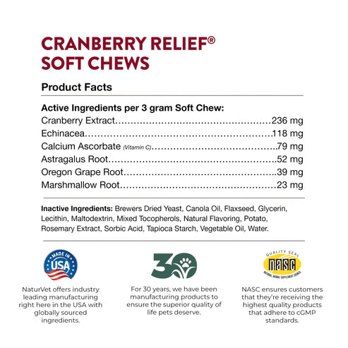 NATURVET Soft Chew Cranberry Relief + Echinacea 60CT
