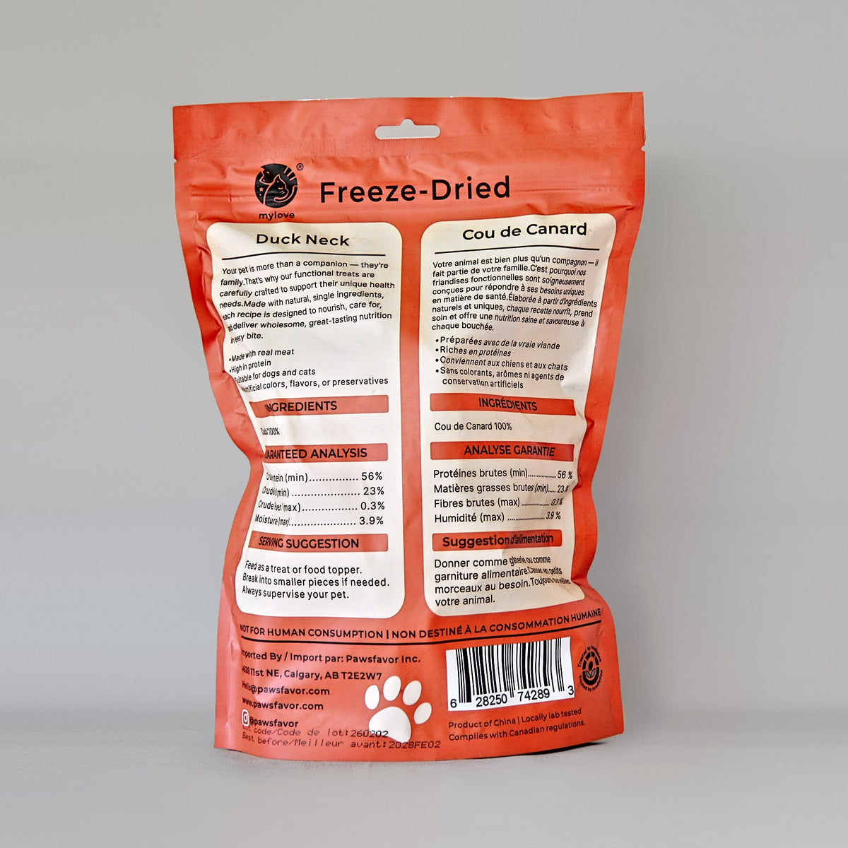 MyLove Freeze-Dried Duck Necks Dog & Cat Treats – 340 g