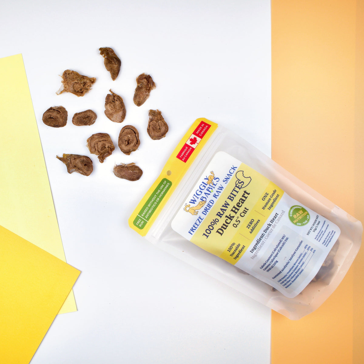 Wiggly Babies Duck Heart Freeze-Dried Raw Treats package