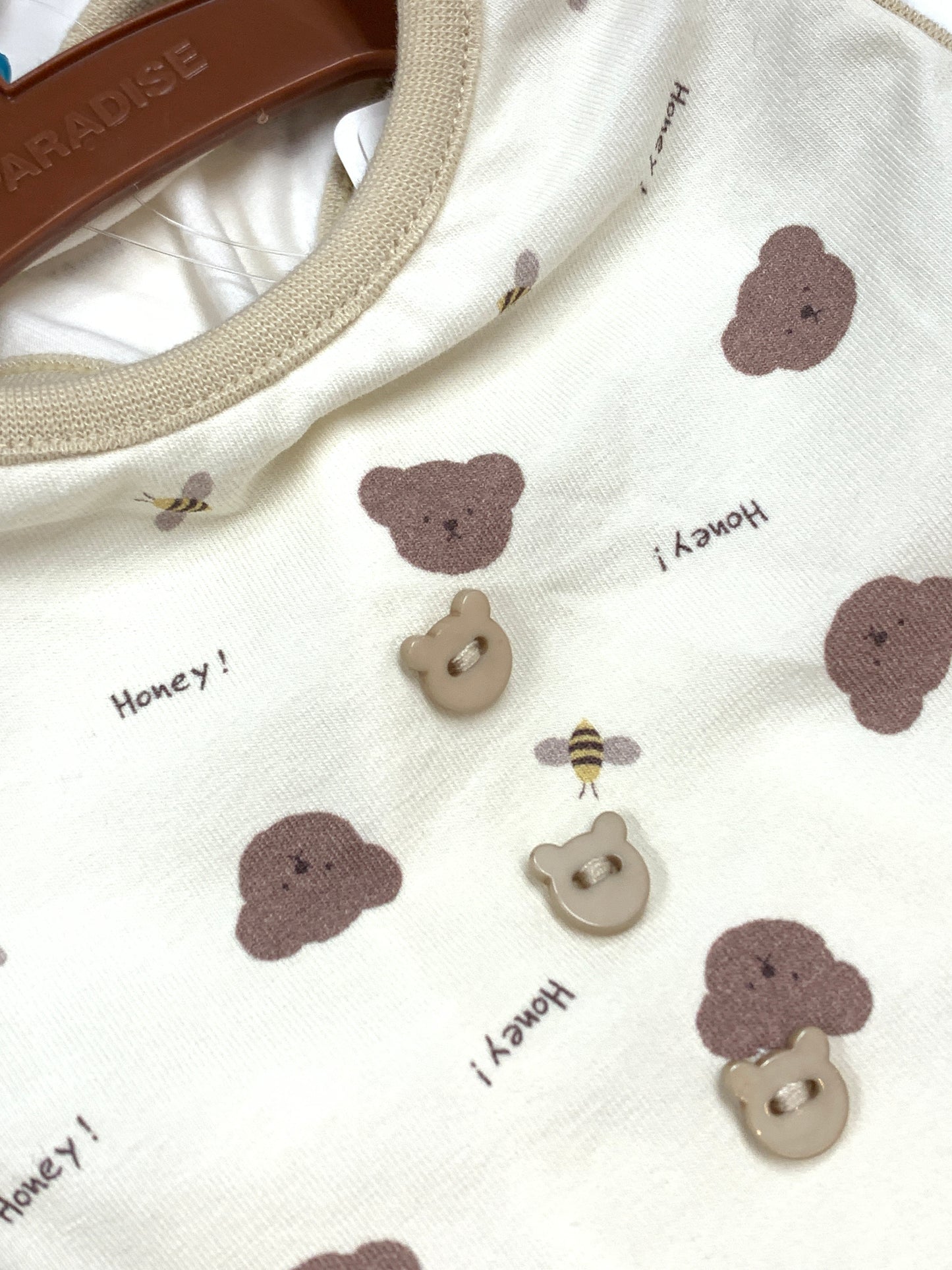 Pet paradise cotton clothing cute bear pattern with bear shaped buttons