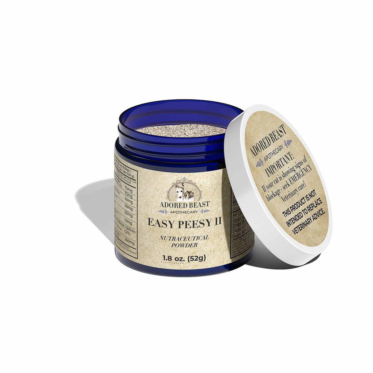 Adored Beast Easy Peesy II powder, lid off