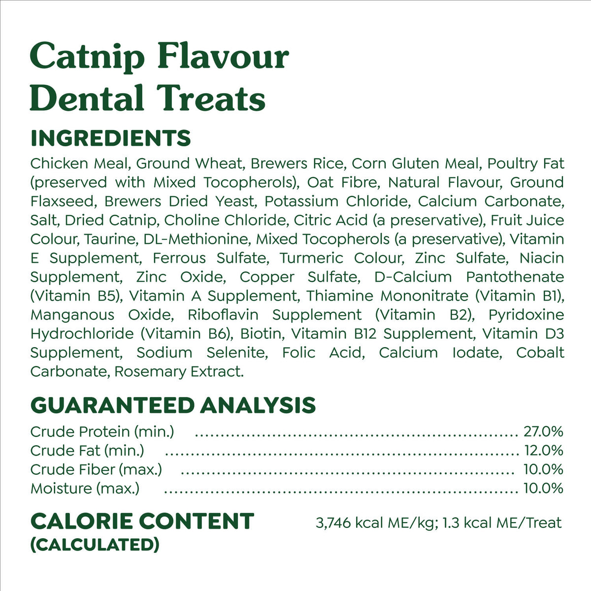 Feline Greenies Adult Dental Cat Treats, Catnip Flavour – 130 g (4.6 oz)