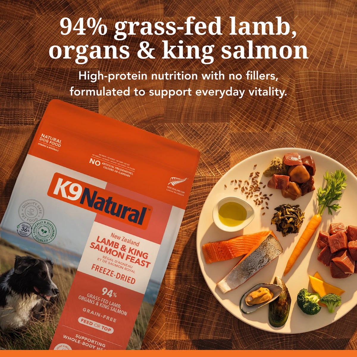 K9 Natural Lamb & King Salmon Feast Freeze-Dried Dog Food – 100 g