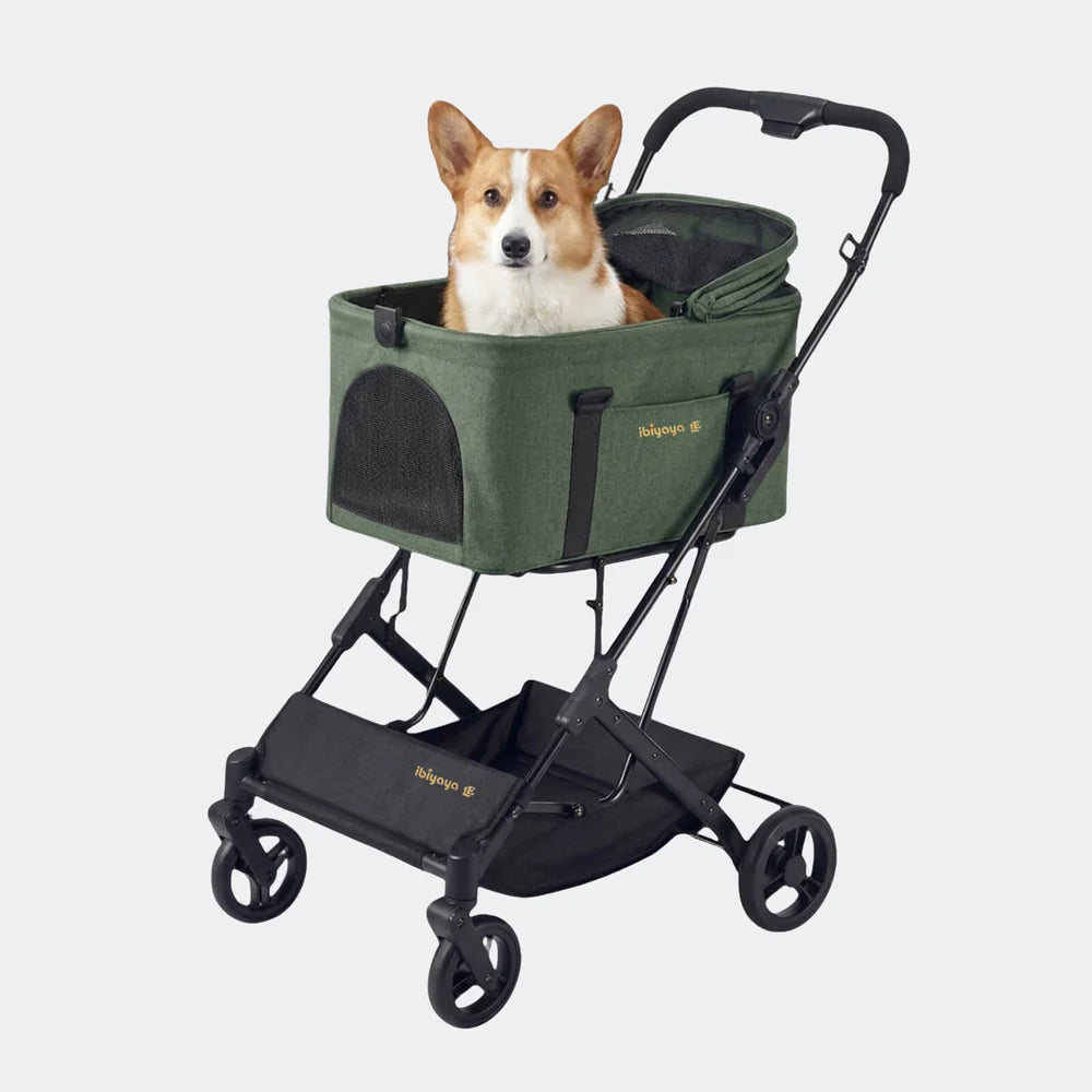 Ibiyaya® Essential - Travois Tri-fold Pet Travel System XL, Pet Stroller with Detachable Carrier
