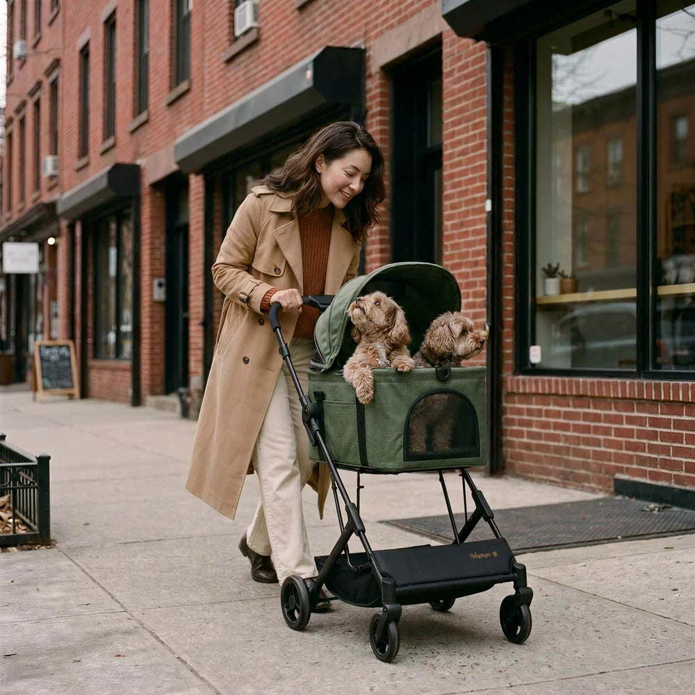 Ibiyaya® Essential - Travois Tri-fold Pet Travel System XL, Pet Stroller with Detachable Carrier