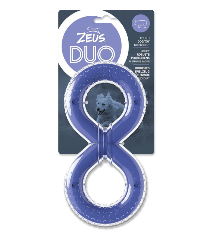 Zeus Duo tough dog toy bacon scent