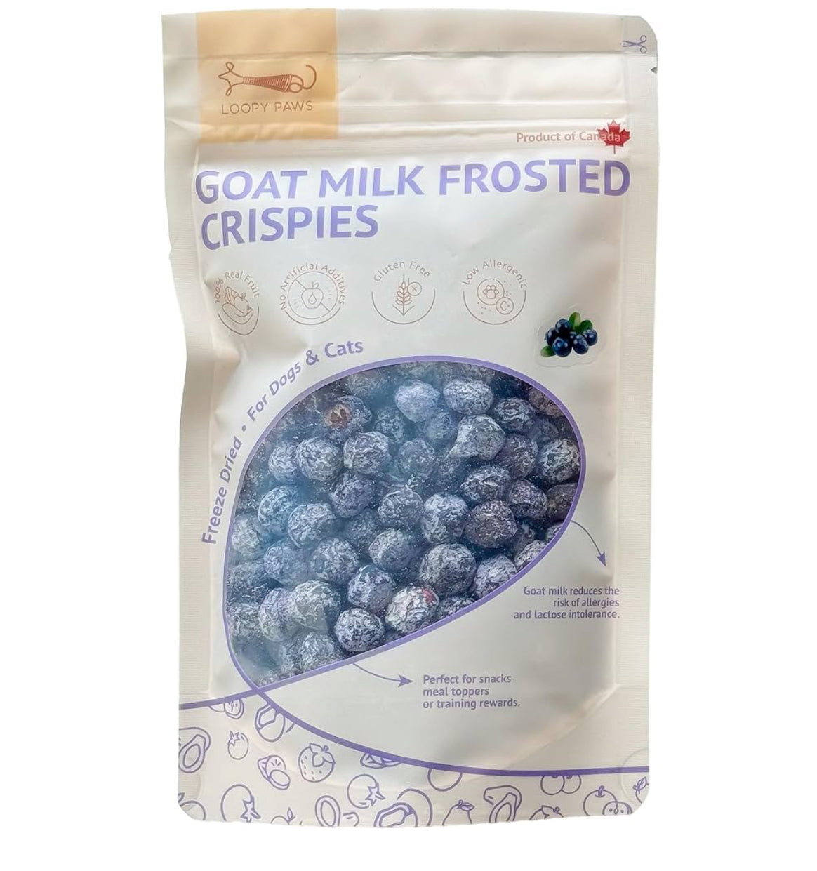 Loopy Paws Goat milk frosted crispies- Blueberry 30g