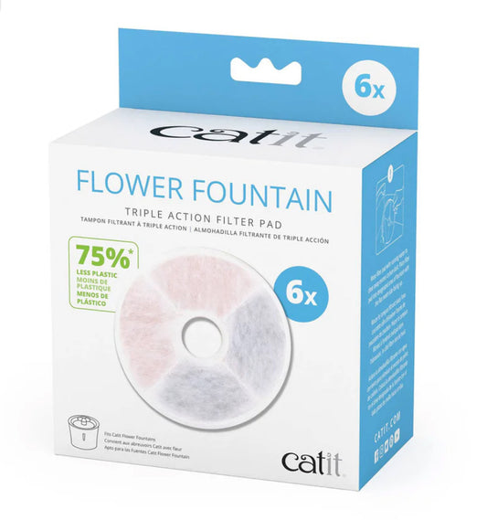 Catit flower fountain triple action filter 6pk