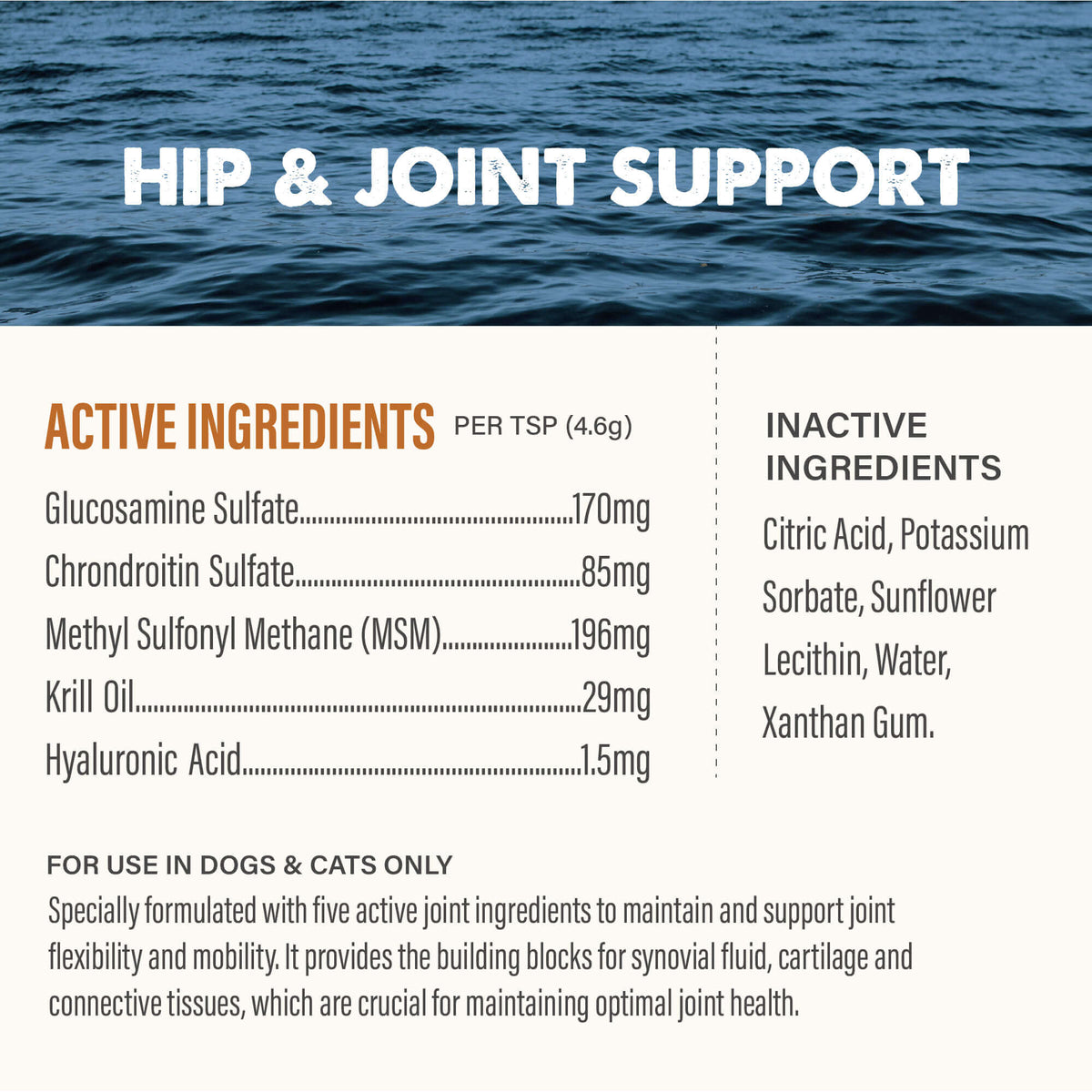 Grizzly Joint Aid Hip & Joint Support Liquid Supplement for Dogs & Cats – 16 oz