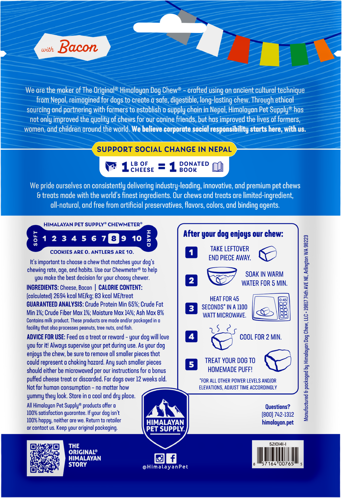 Himalayan Dog Chew Bacon – Small (Blue, 15 lb and Under)