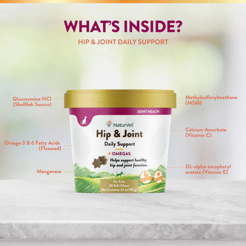 NATURVET Soft Chew Hip & Joint + Omega 60CT | Cat