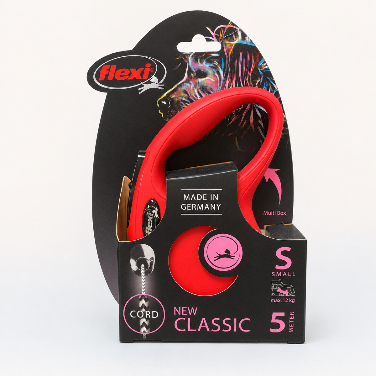 flexi New Classic Cord Retractable Dog Leash – S, 5 m (16 ft), Red