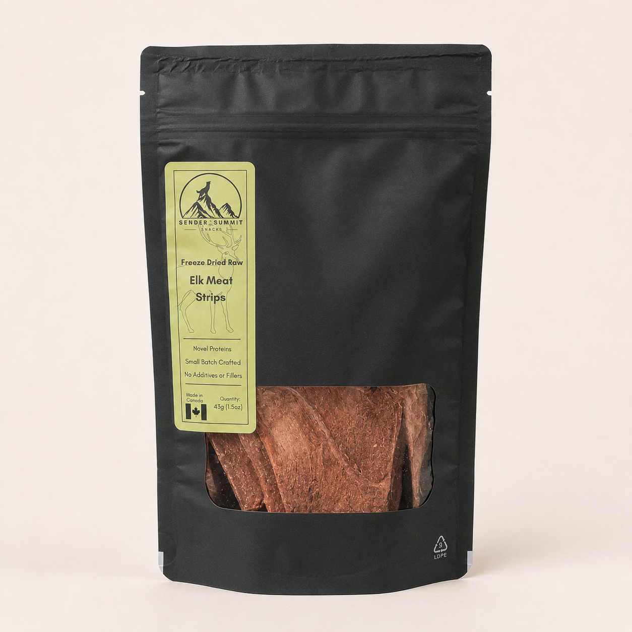 Sender To The Summit Freeze Dried Raw Elk Meat Strips 43g