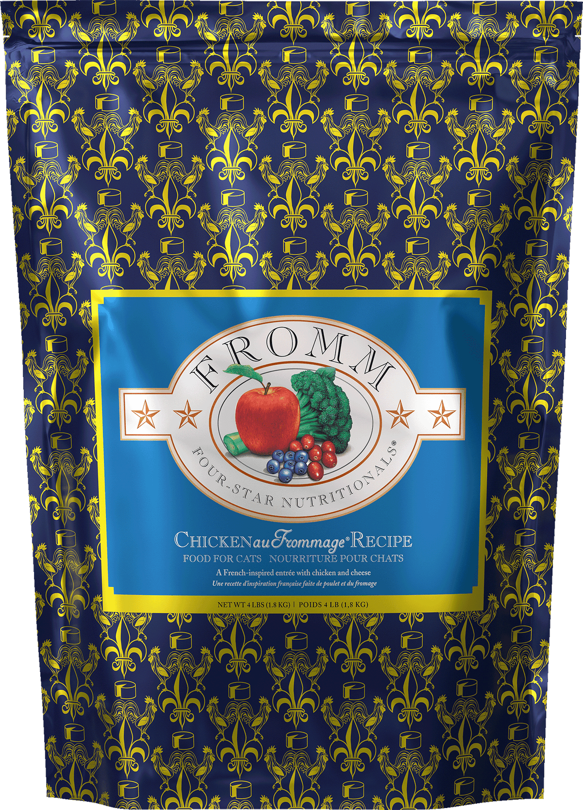 Fromm Four-Star Chicken Au Frommage Recipe Dry Cat Food – 4 lb bag (official manufacturer image)